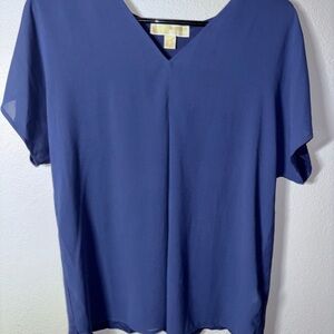 Michael Kors Deep Blue V-Neck Blouse